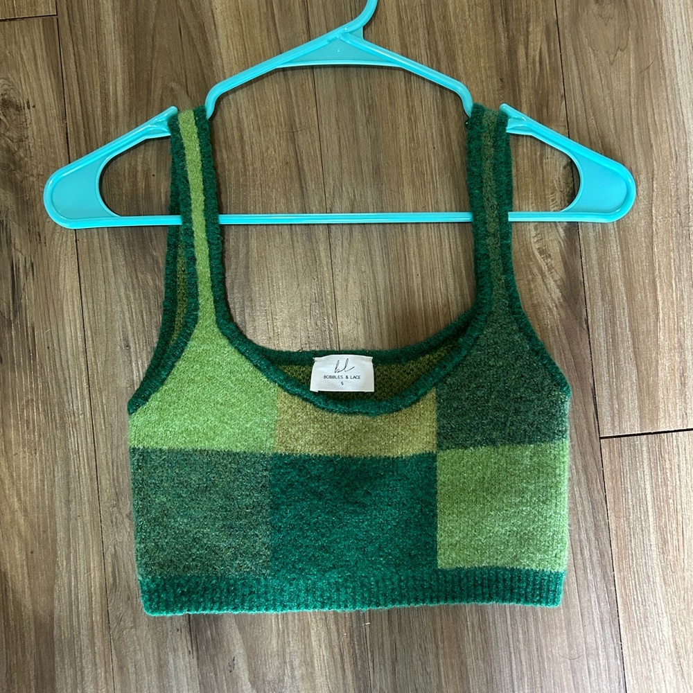 Urban Outfitters Green Fitted Crop Tank Top